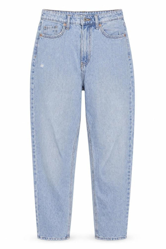 H&M Womens Blue Cotton Mom Jeans Size 8 L27 in Regular Zip
