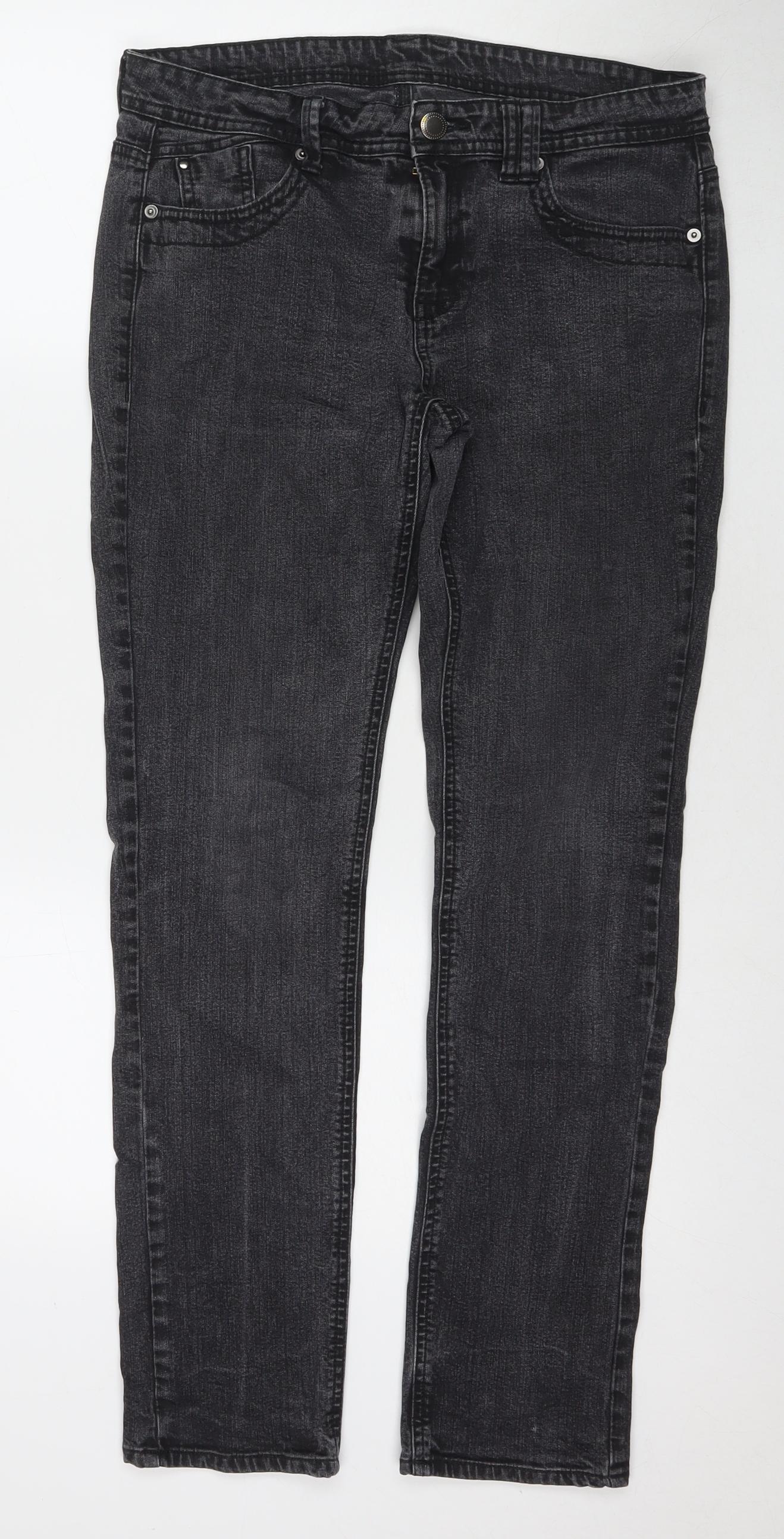 Marks and Spencer Womens Black Cotton Skinny Jeans Size 12 L29 in Regular Zip