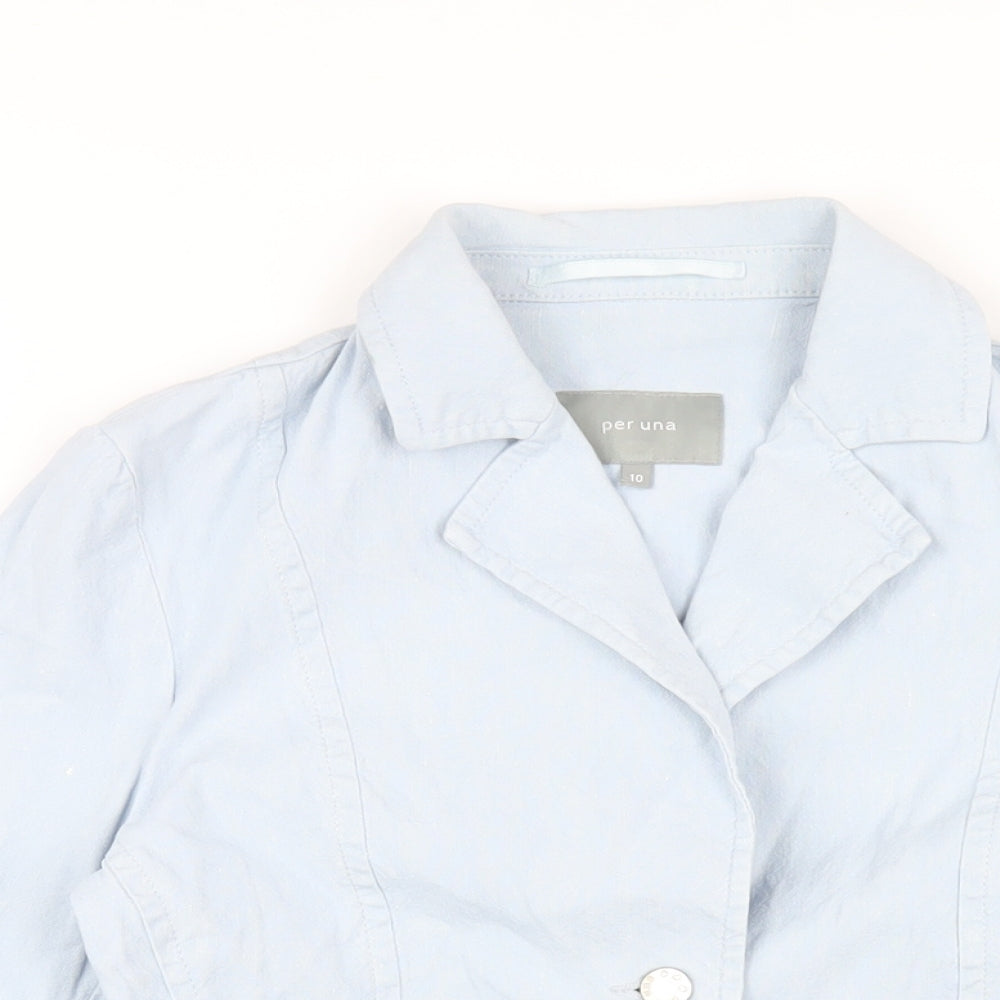 Per Una Womens Blue Jacket Size 10 Button
