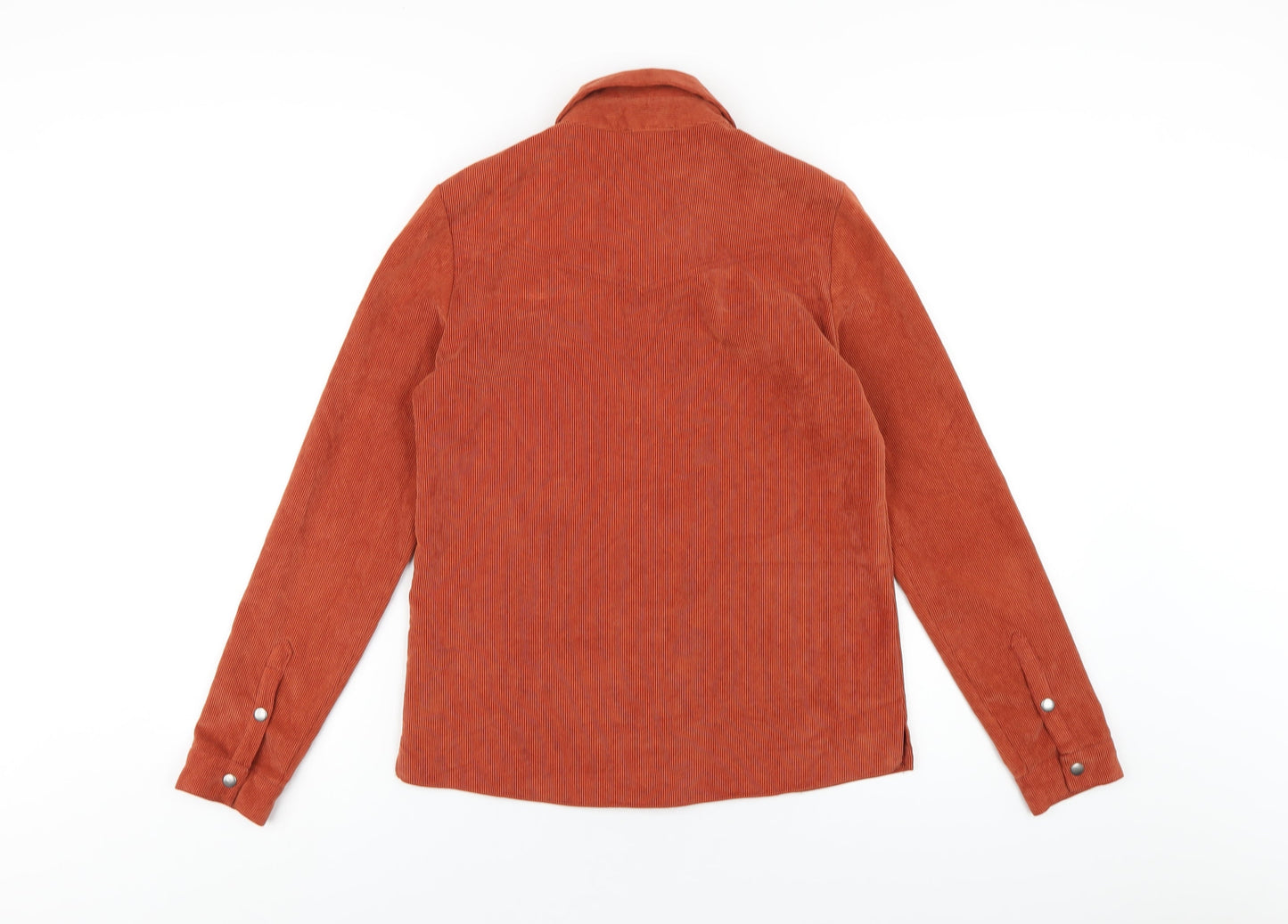 Cooperative Womens Orange Polyester Basic Button-Up Size XS Collared