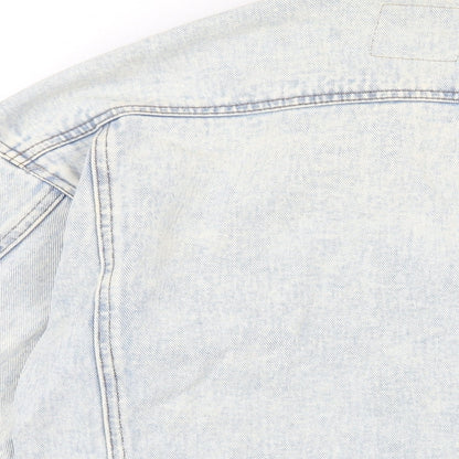 Brand and care label for Denim & Co. women’s blue jacket, size UK 6, button