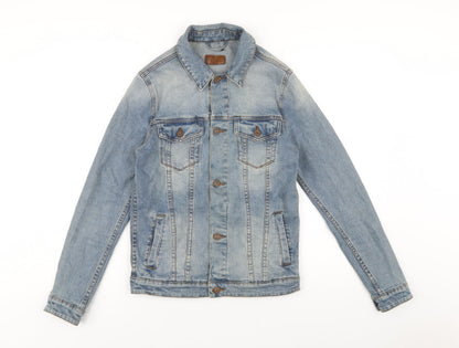 Additional front view of ASOS men’s blue jacket, size XS, button
