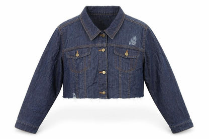 Front view of Dorothy Perkins women’s blue jacket, size UK 16, button