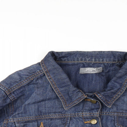 Close-up detail of Dorothy Perkins women’s blue jacket, size UK 16, button