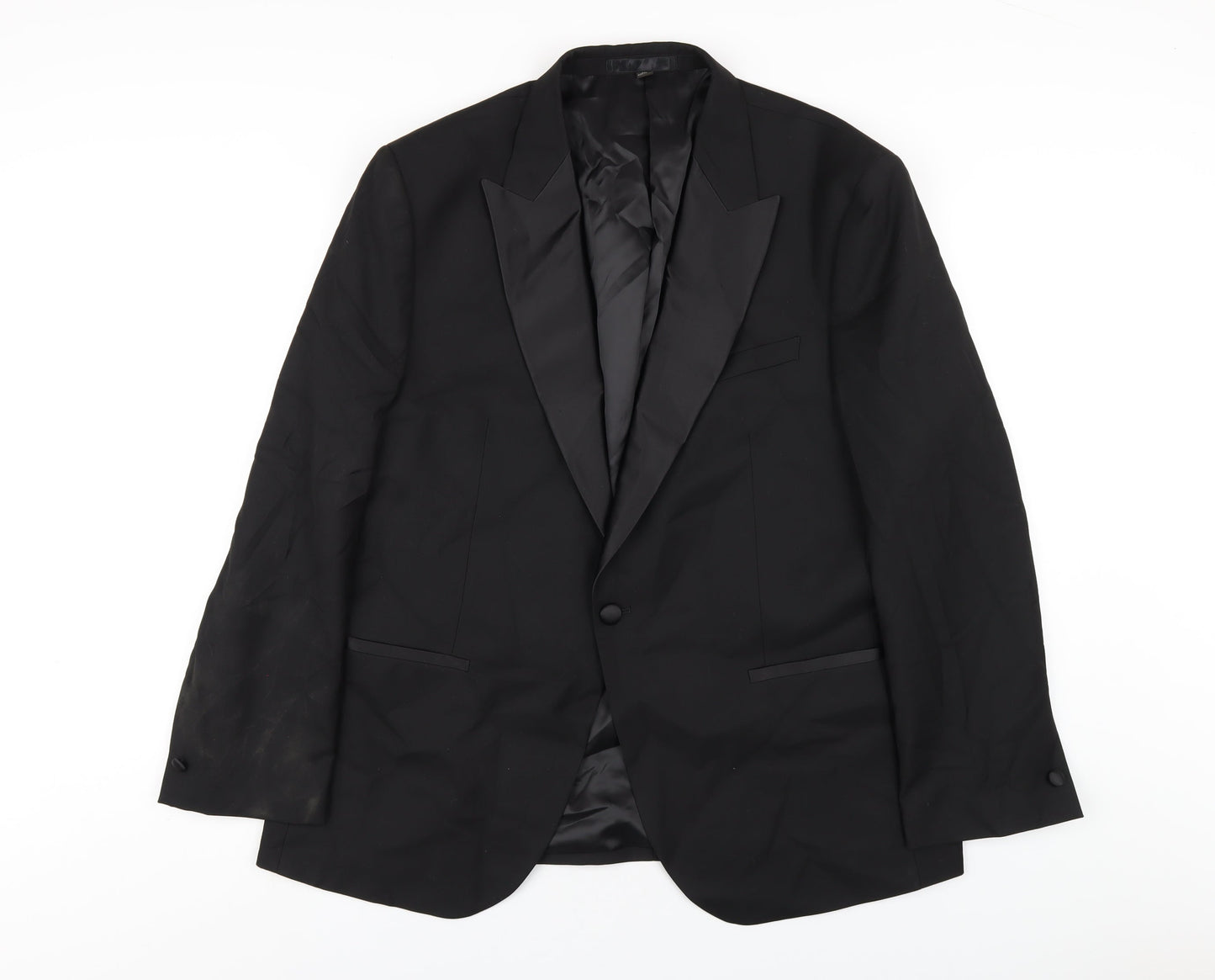 Marks and Spencer Mens Black Polyester Tuxedo Blazer Size 44 Regular