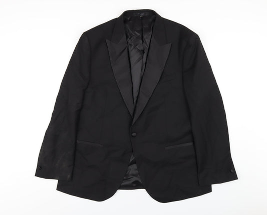 Marks and Spencer Mens Black Polyester Tuxedo Blazer Size 44 Regular