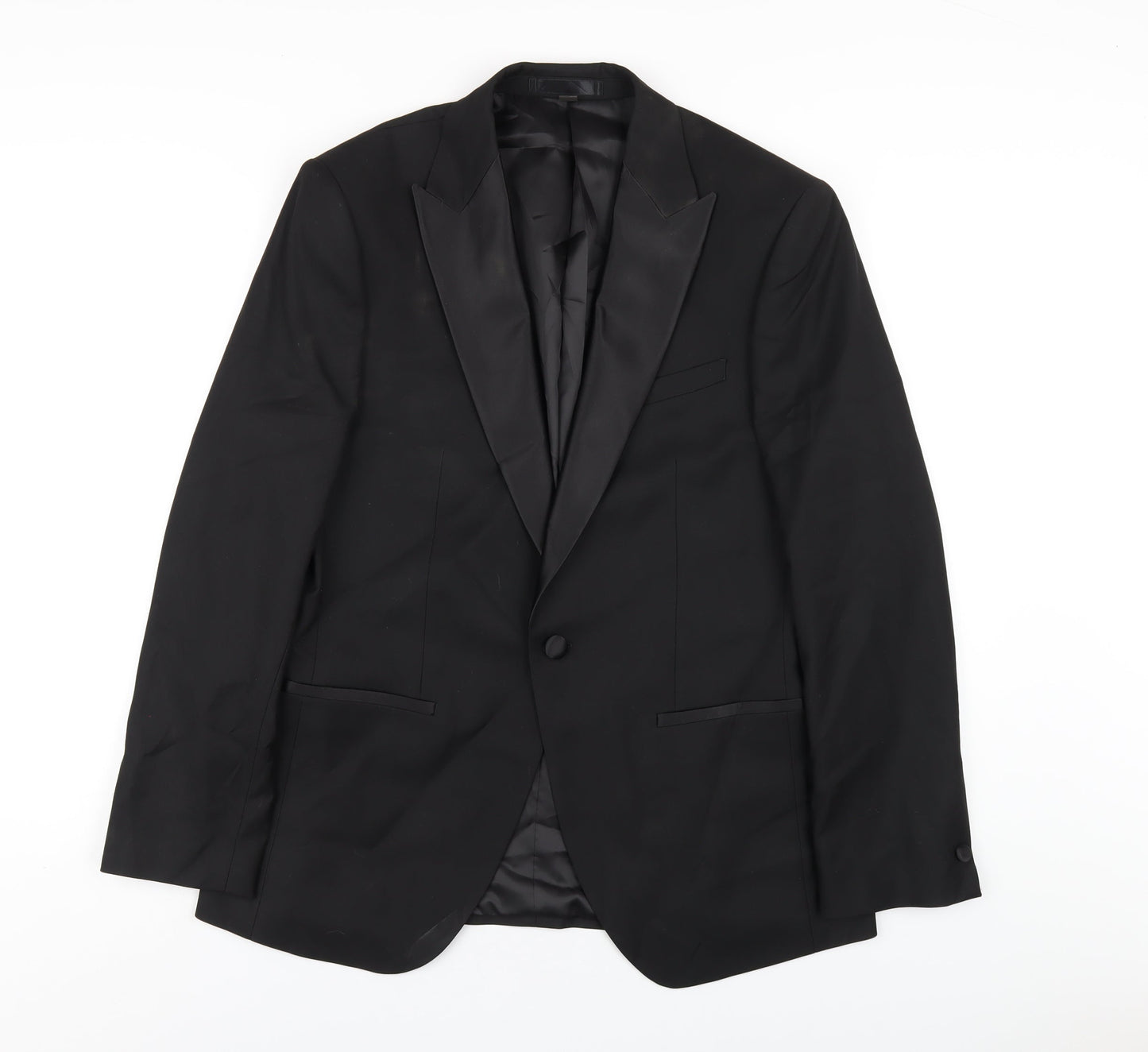 Marks and Spencer Mens Black Polyester Tuxedo Blazer Size 40 Regular