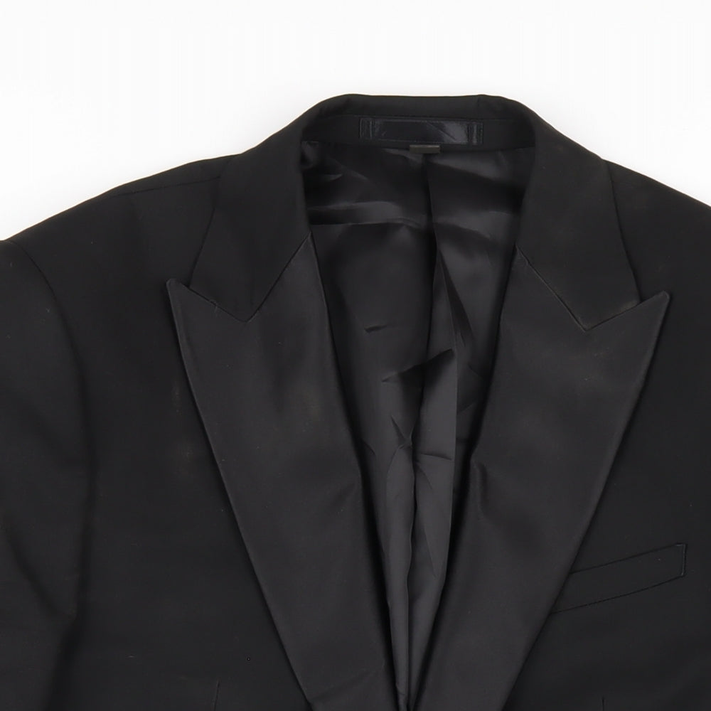 Marks and Spencer Mens Black Polyester Tuxedo Blazer Size 40 Regular
