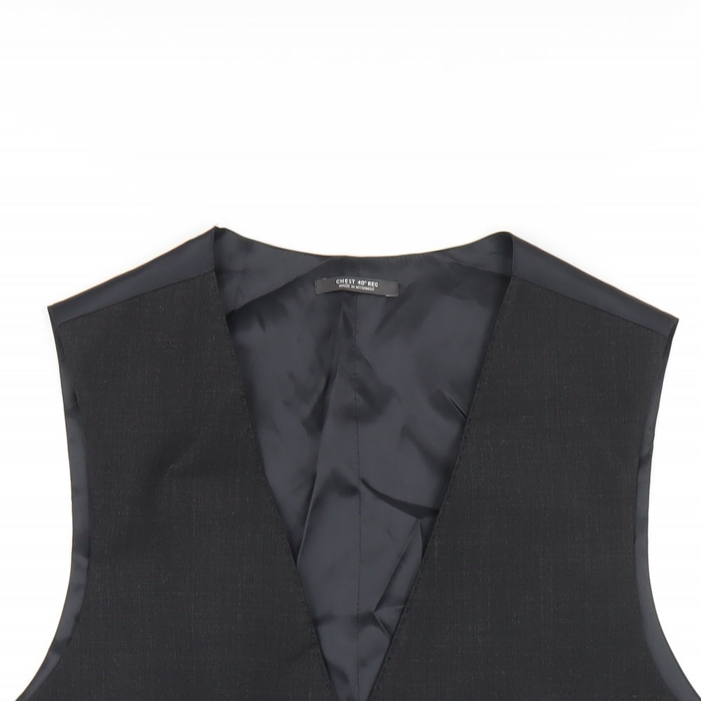 Marks and Spencer Mens Grey Wool Jacket Suit Waistcoat Size 40 Regular