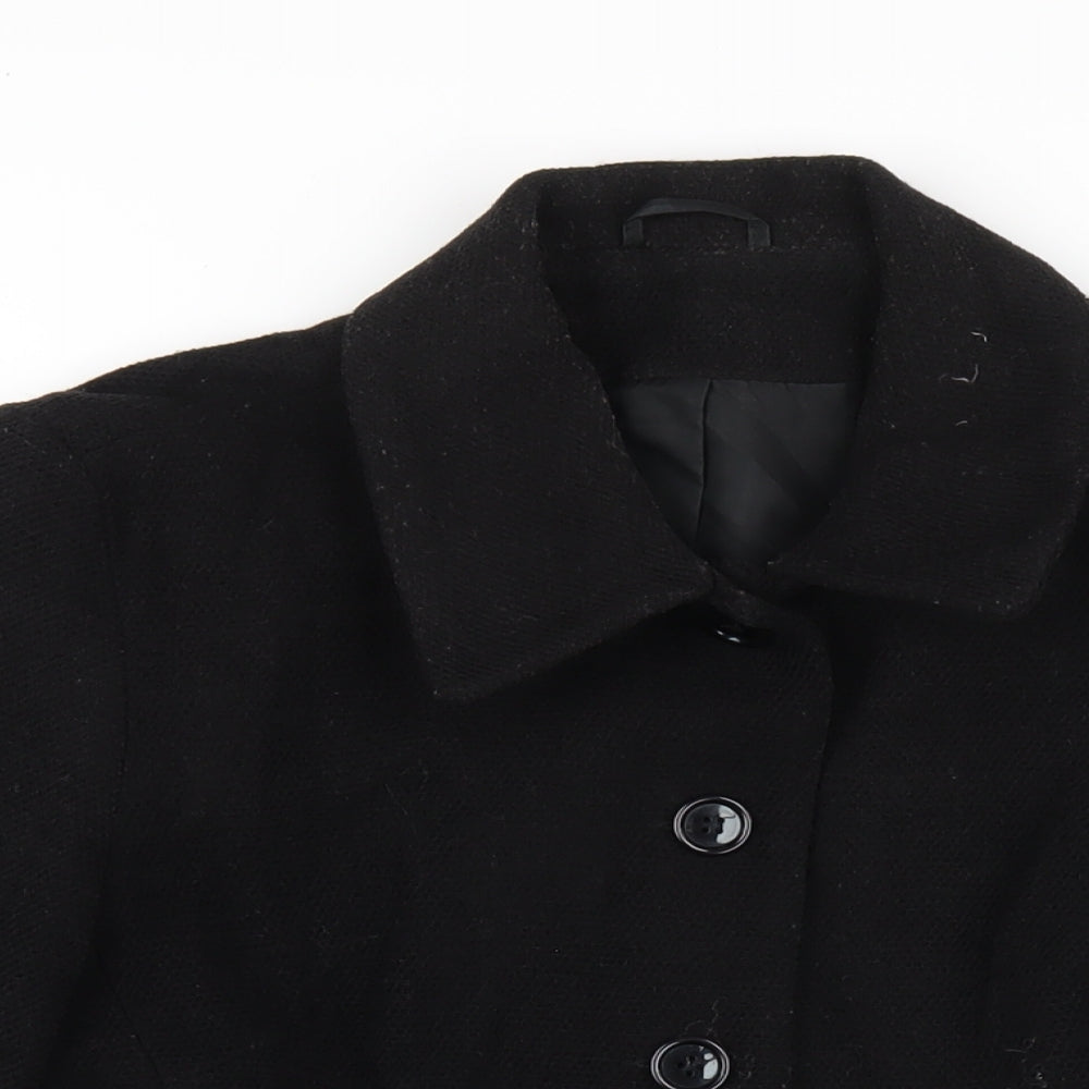 Dorothy Perkins Womens Black Pea Coat Coat Size 14 Button