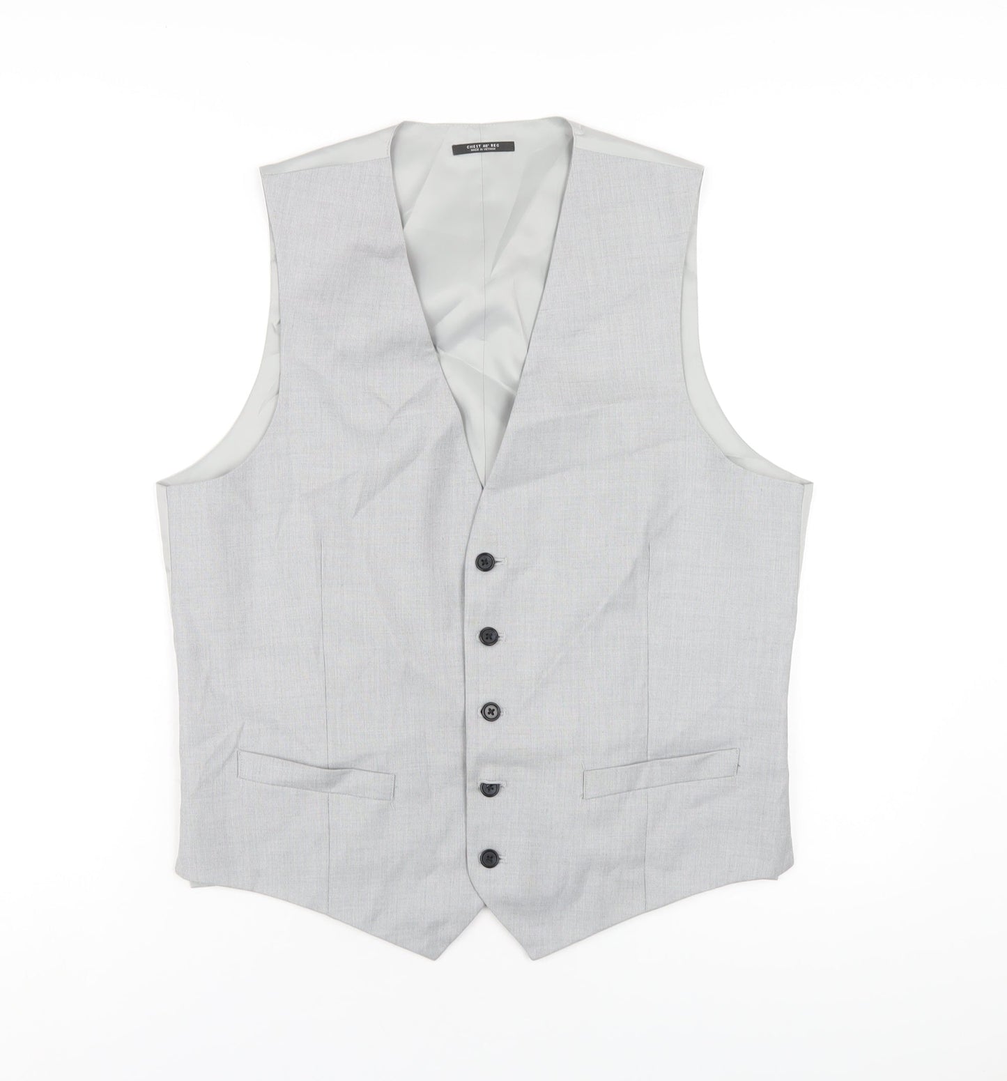 Marks and Spencer Mens Grey Polyester Jacket Suit Waistcoat Size 40 Regular