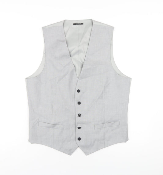 Marks and Spencer Mens Grey Polyester Jacket Suit Waistcoat Size 40 Regular