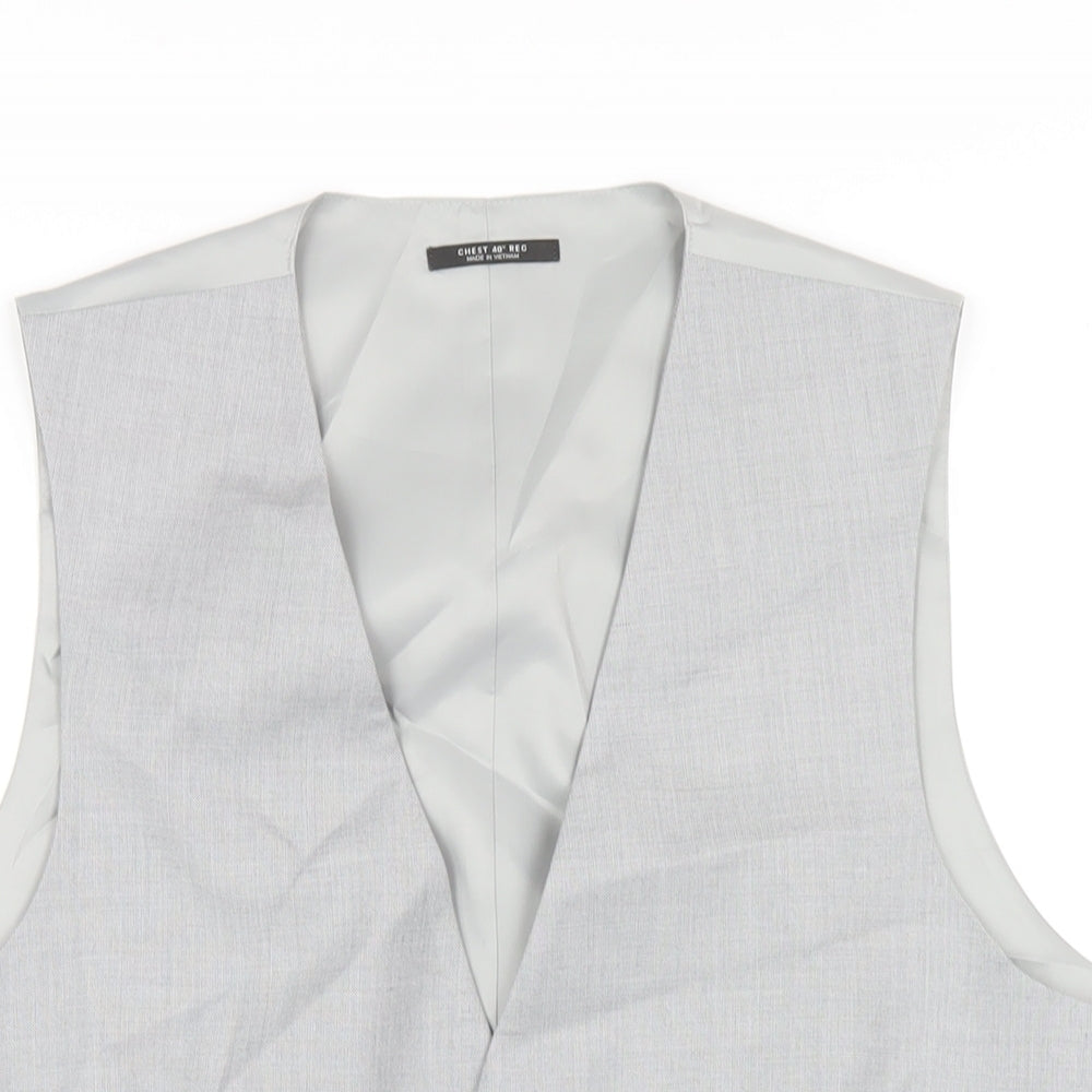 Marks and Spencer Mens Grey Polyester Jacket Suit Waistcoat Size 40 Regular