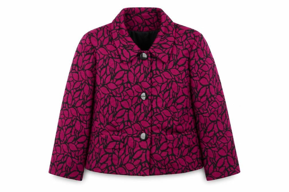 Country Casuals Womens Pink Geometric Pea Coat Coat Size 18 Button