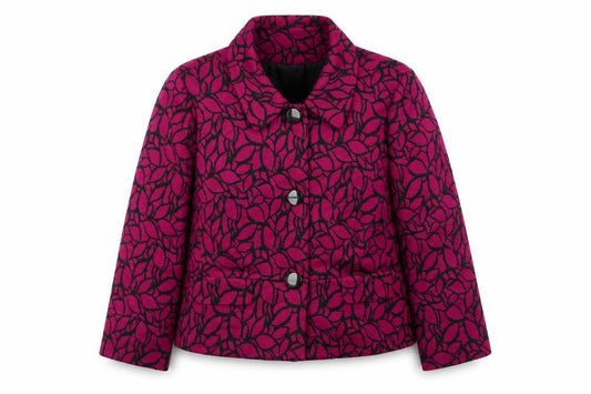 Country Casuals Womens Pink Geometric Pea Coat Coat Size 18 Button