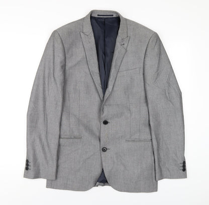 Next Mens Grey Polyester Jacket Blazer Size 38 Regular