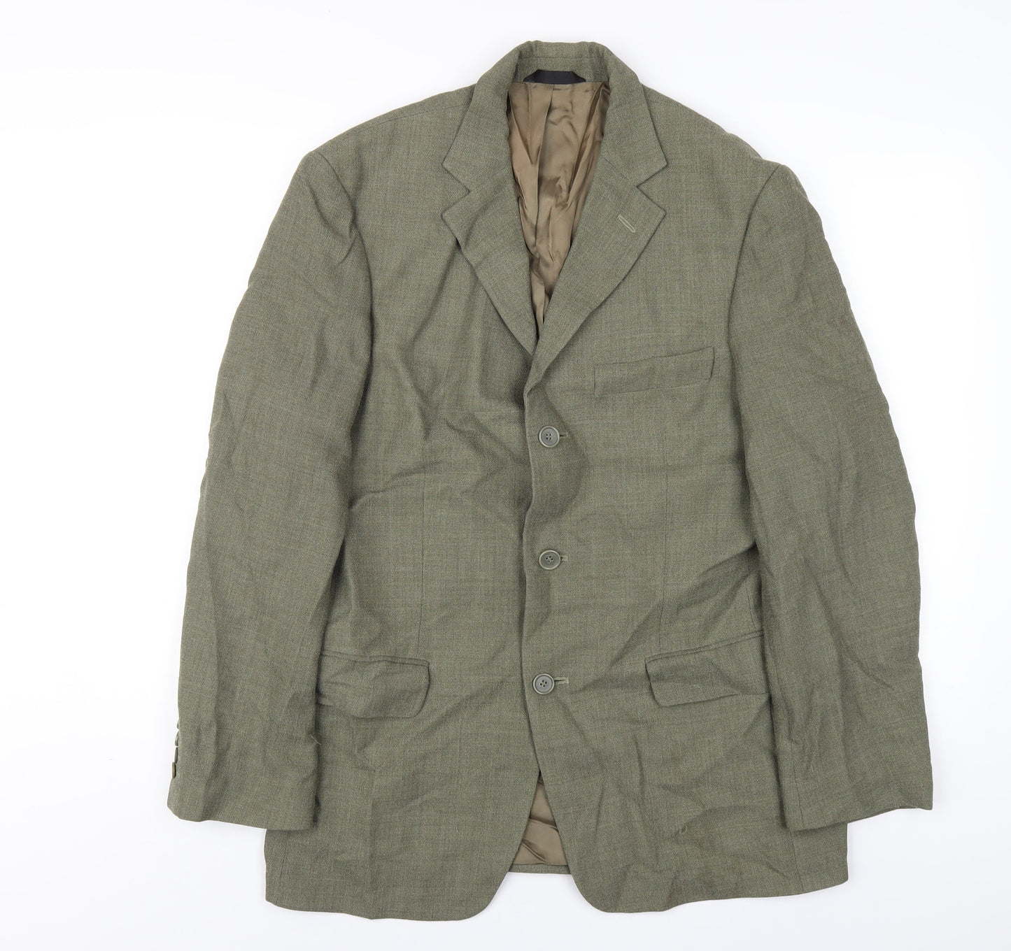 Marks and Spencer Mens Green Polyester Jacket Blazer Size 38 Regular