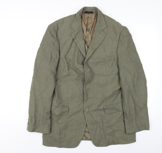 Marks and Spencer Mens Green Polyester Jacket Blazer Size 38 Regular