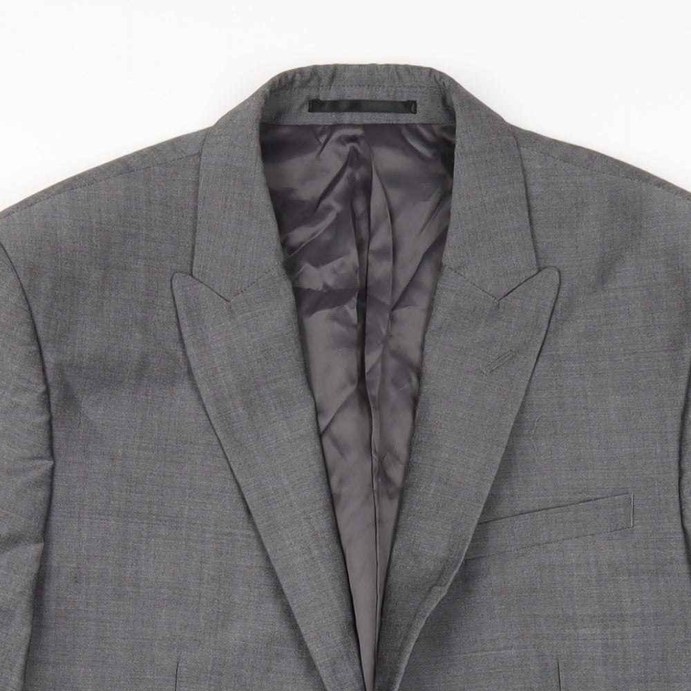 Slaters Mens Grey Polyester Jacket Blazer Size 38 Regular