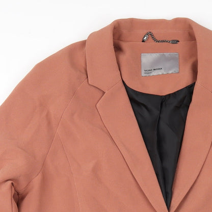 Close-up detail of Vera Moda women’s orange jacket blazer, size XS, button