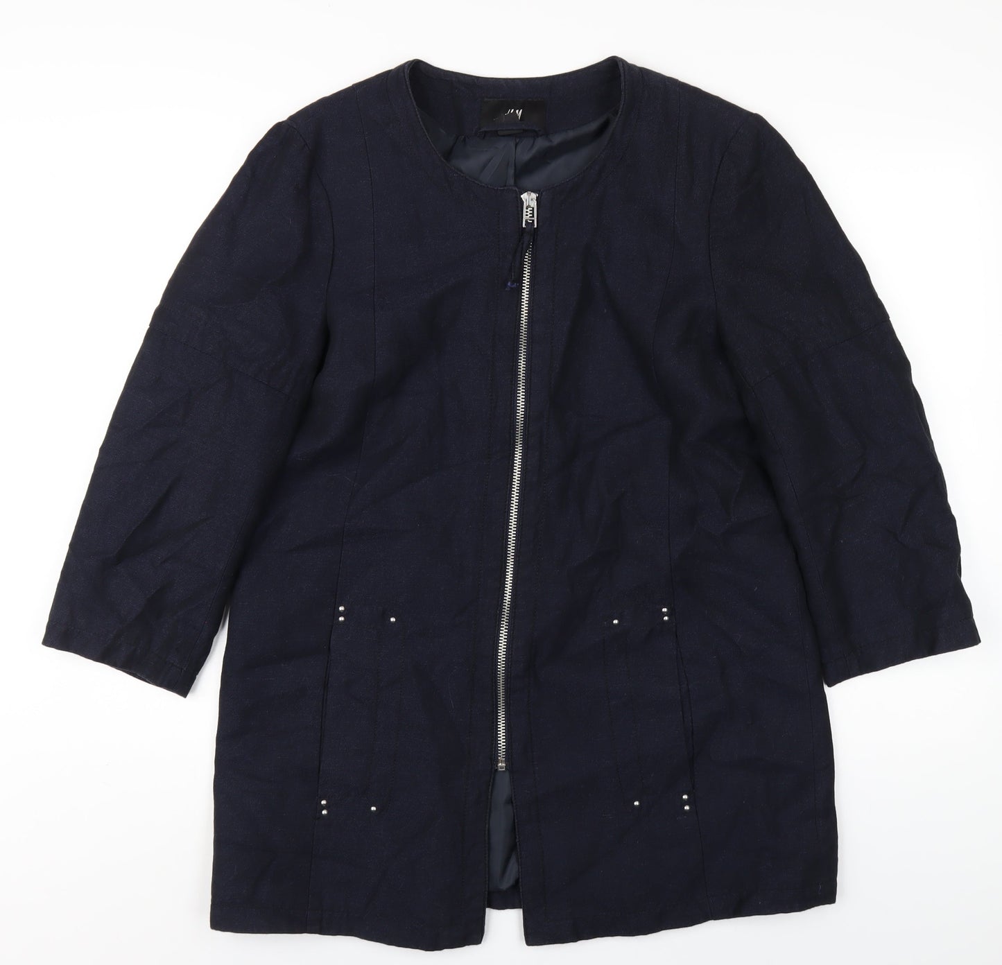 H&M Womens Blue Jacket Coat Size 12 Zip