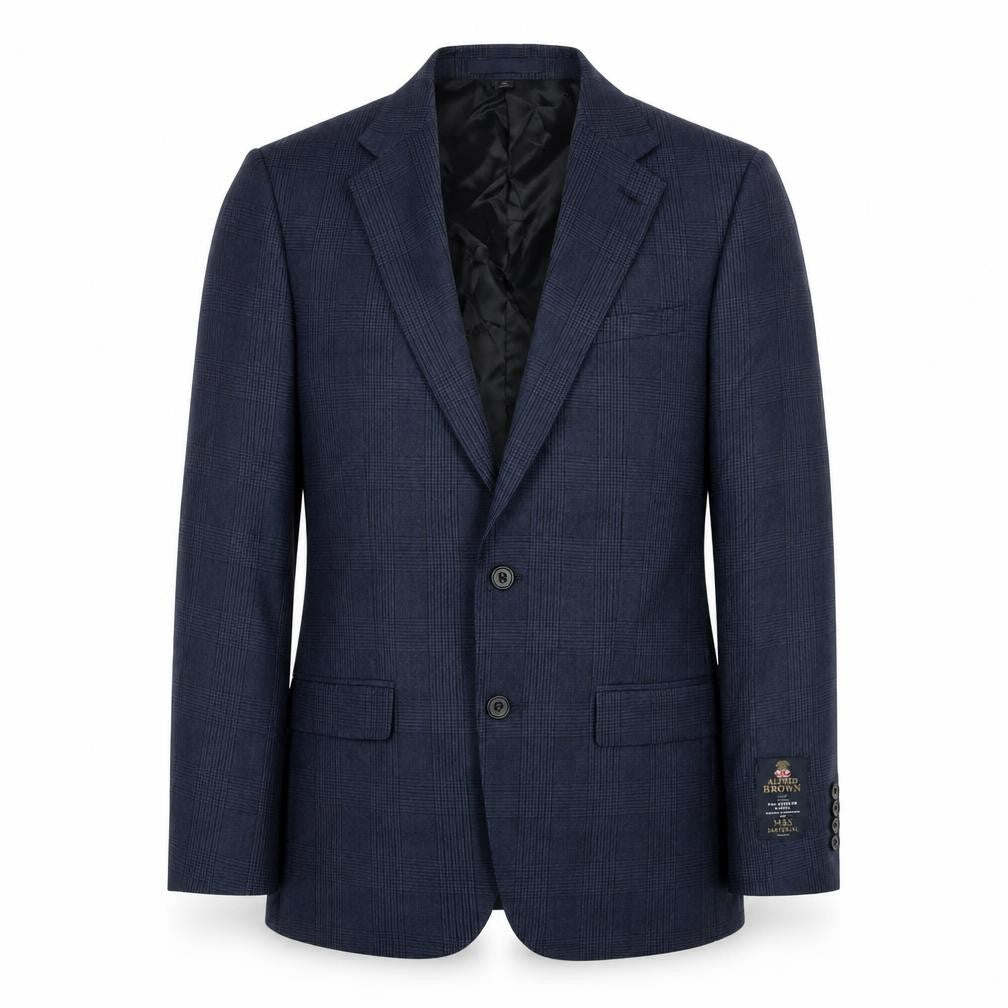 Marks & Spencer Mens Blue Plaid Wool Jacket Blazer Size 38 Regular