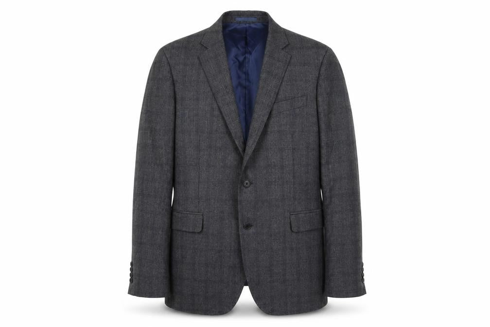Chester Mens Grey Plaid Wool Jacket Blazer Size 46 Regular
