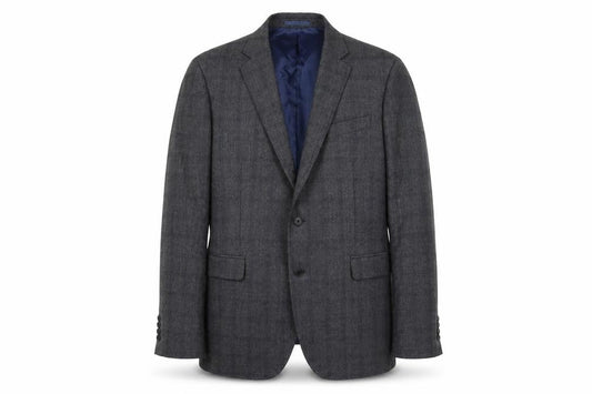 Chester Mens Grey Plaid Wool Jacket Blazer Size 46 Regular