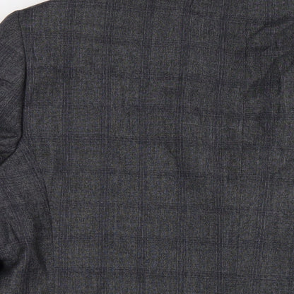 Chester Mens Grey Plaid Wool Jacket Blazer Size 46 Regular