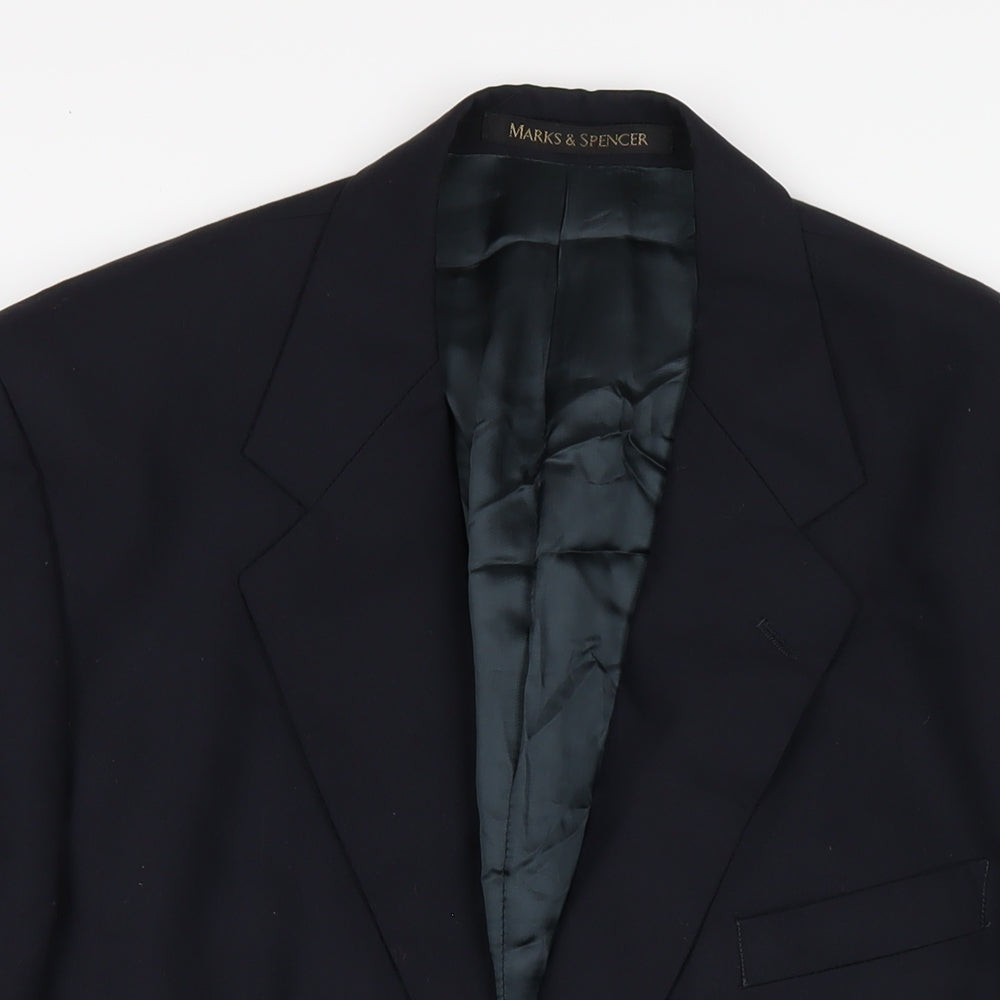Marks and Spencer Mens Blue Wool Jacket Blazer Size 42 Regular