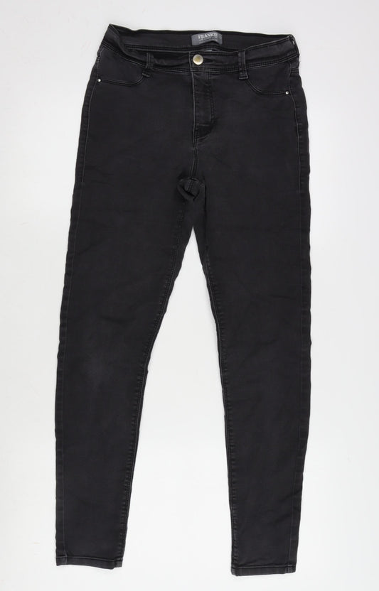 Dorothy Perkins Womens Grey Cotton Blend Tapered Jeans Size 6 L27 in Regular Zip