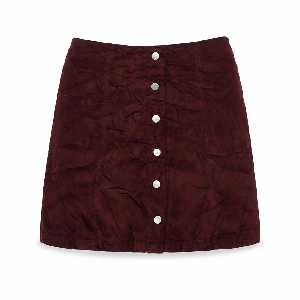 Matalan Womens Red Cotton A-Line Skirt Size 14 Button