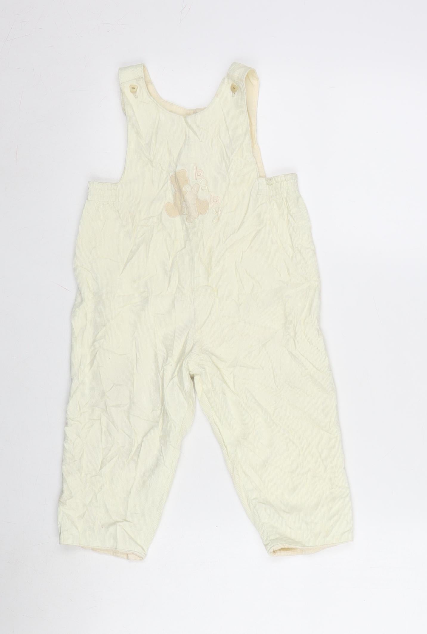 Mayorat Girls Ivory Cotton Dungaree One-Piece Size 24 Months Button