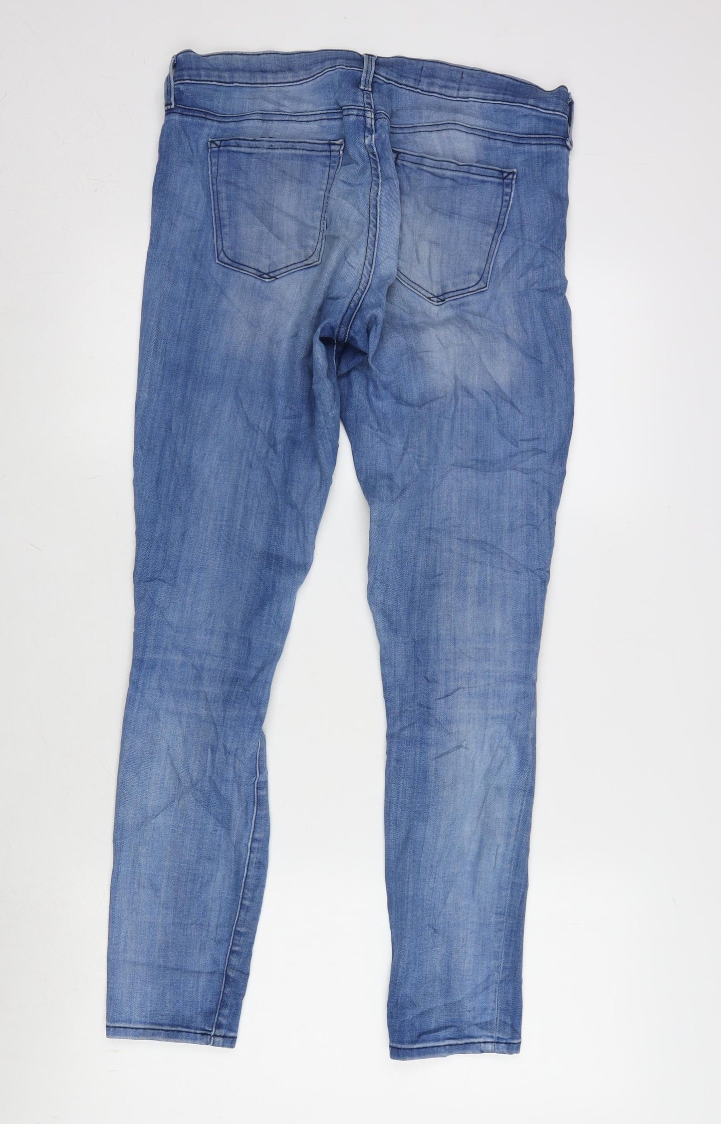 Gap 1969 Womens Blue Cotton Blend Tapered Jeans Size 30 in L28 in Regular Zip