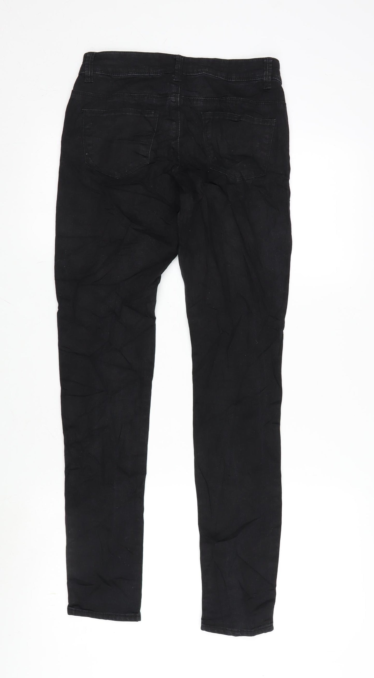 Denim & Co. Womens Black Cotton Blend Tapered Jeans Size 6 L29 in Regular Zip