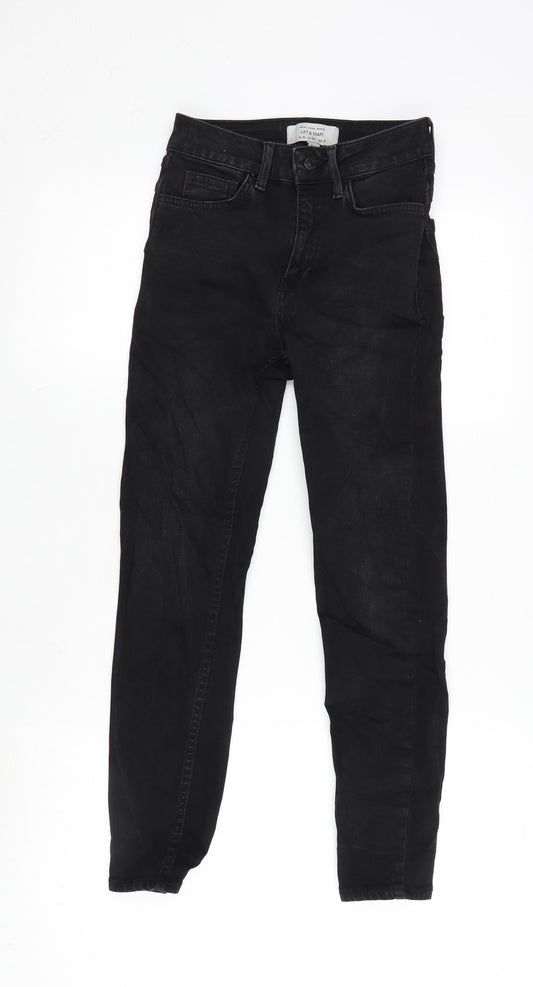 New Look Womens Grey Cotton Blend Tapered Jeans Size 6 L24 in Regular Zip