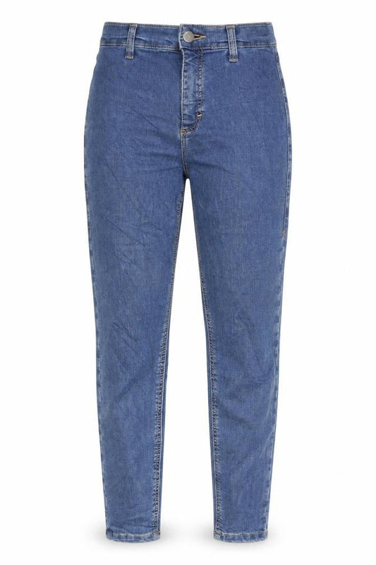 Topshop Womens Blue Cotton Blend Tapered Jeans Size 30 in L25 in Regular Zip