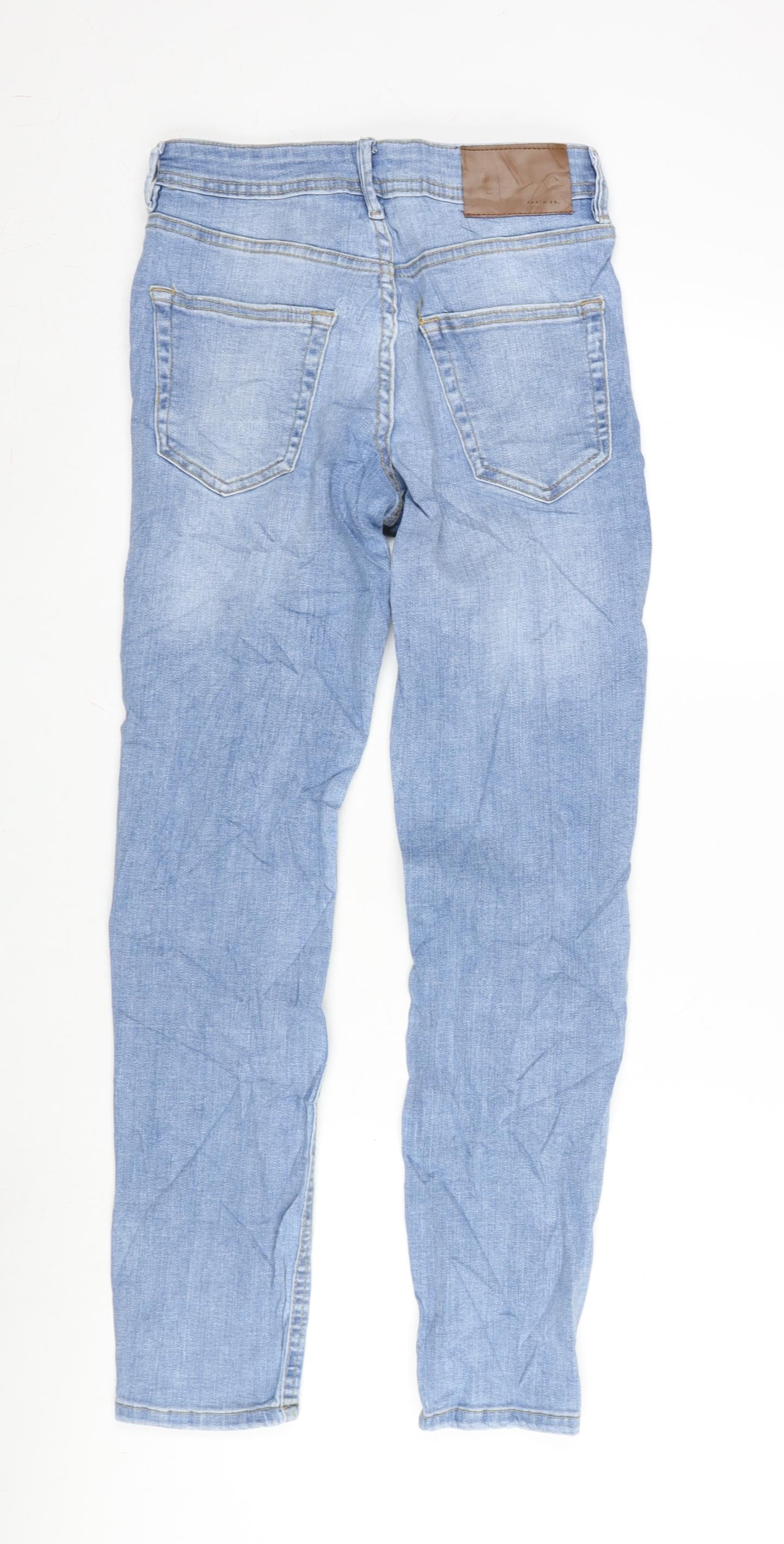 Denim & Co. Womens Blue Cotton Blend Tapered Jeans Size 28 in L27.5 in Regular Button