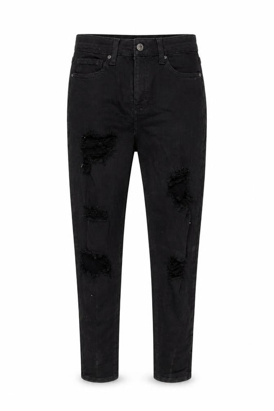 Topshop Womens Black Cotton Blend Tapered Jeans Size 26 in L26 in Regular Zip