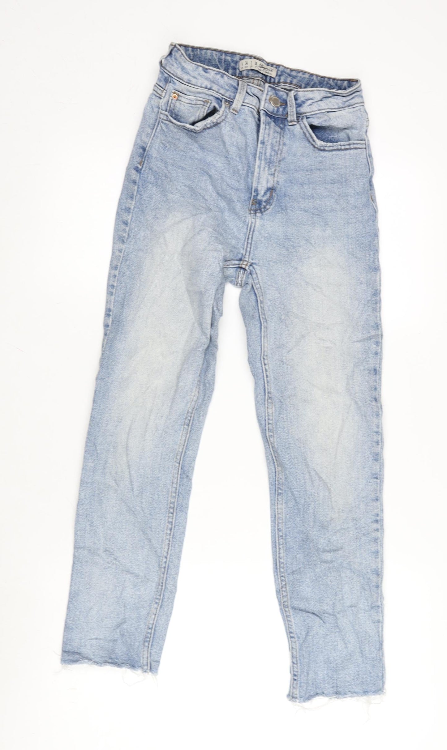 Denim & Co. Womens Blue Cotton Blend Straight Jeans Size 6 L25 in Regular Zip