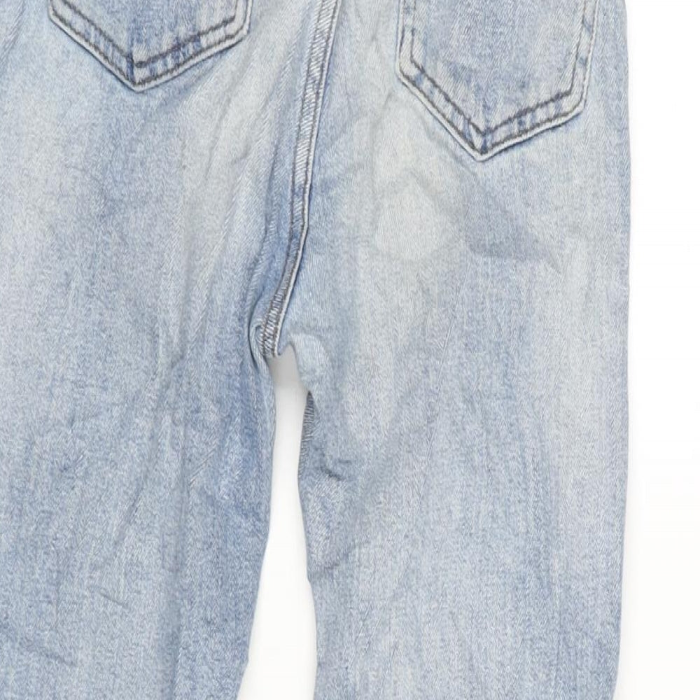 Denim & Co. Womens Blue Cotton Blend Straight Jeans Size 6 L25 in Regular Zip