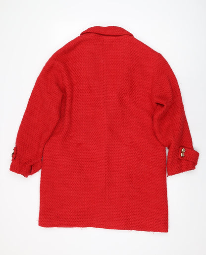 Zara Womens Red Overcoat Coat Size M Button
