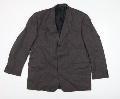 Additional front view of Principles men’s brown geometric wool jacket suit jacket, size 44, regular