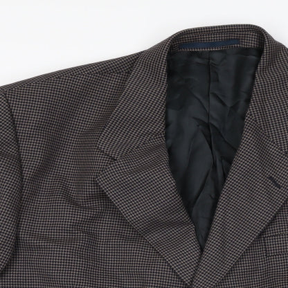 Close-up detail of Principles men’s brown geometric wool jacket suit jacket, size 44, regular