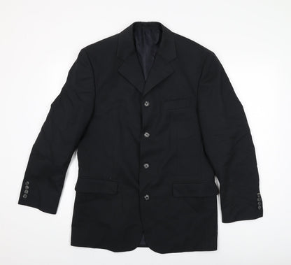Equity Mens Black Striped Polyester Jacket Suit Jacket Size 38 Regular