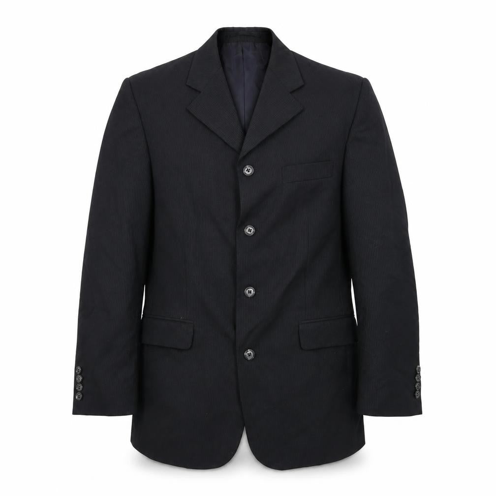 Equity Mens Black Striped Polyester Jacket Suit Jacket Size 38 Regular