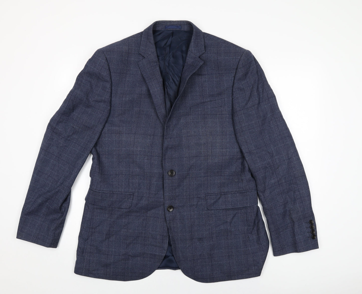 John Lewis Mens Blue Geometric Wool Jacket Suit Jacket Size 42 Regular