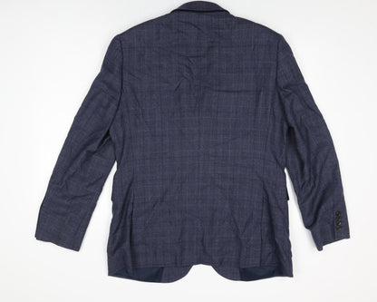 John Lewis Mens Blue Geometric Wool Jacket Suit Jacket Size 42 Regular