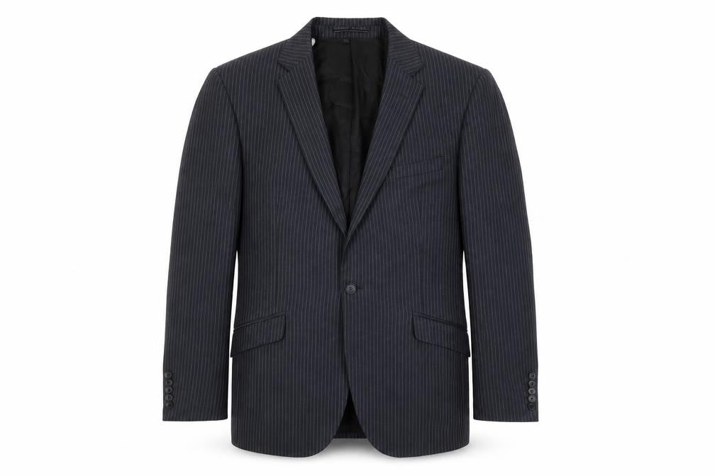Marks & Spencer Mens Black Striped Wool Jacket Suit Jacket Size 42 Regular