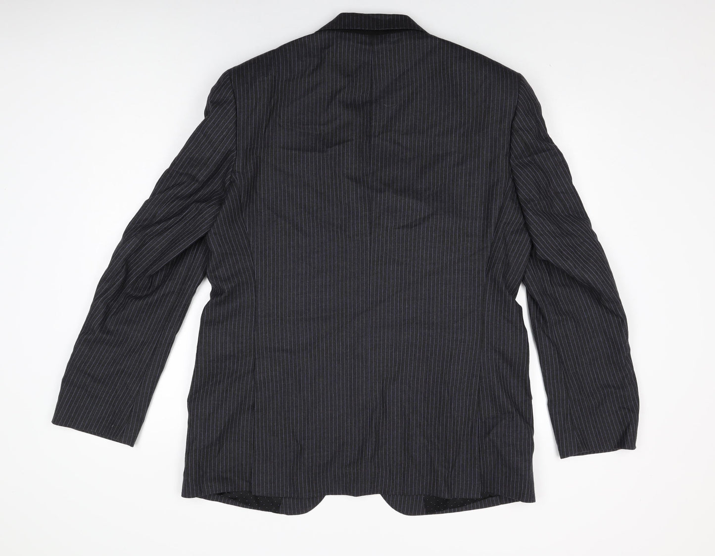 Marks and Spencer Mens Black Striped Wool Jacket Suit Jacket Size 42 Regular